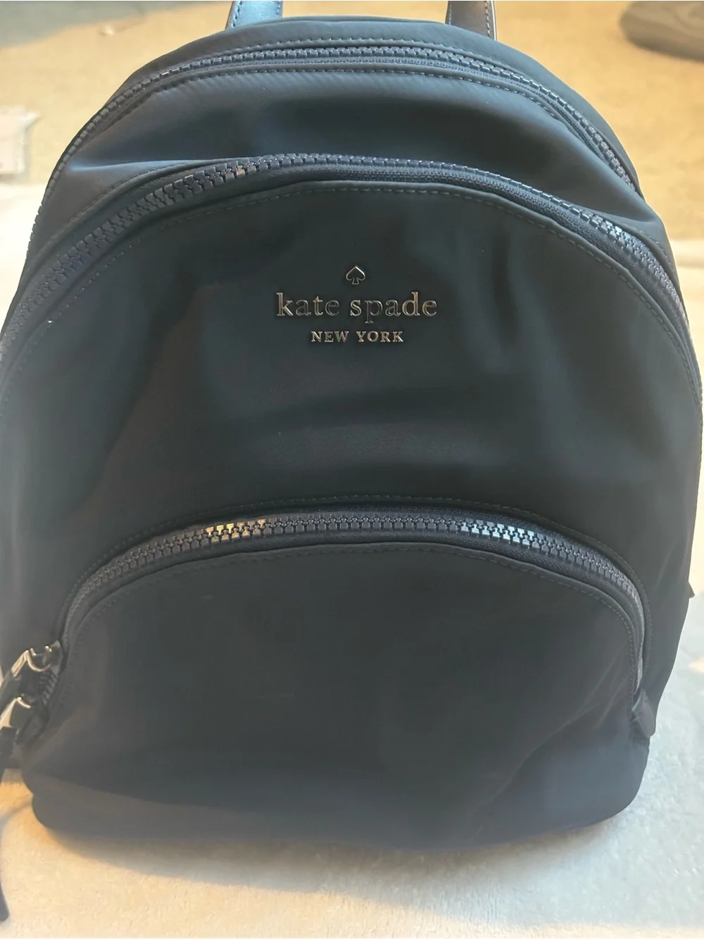 kate spade black nylon mini backpack with gold logo